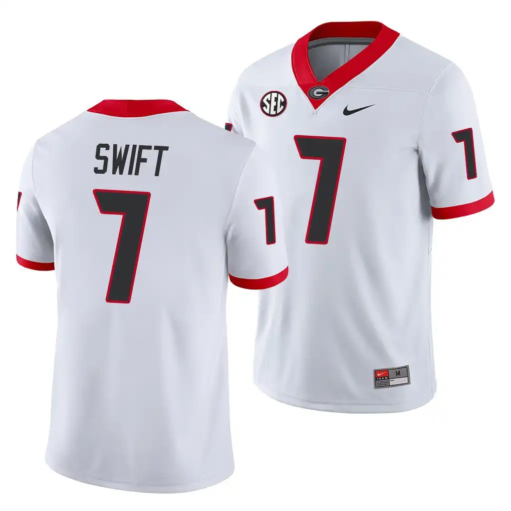 Men's Georgia Bulldogs #7 D'Andre Swift White Game College Away Football Jersey 2410NTBO3