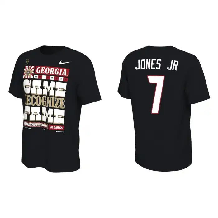 Men's Georgia Bulldogs #7 Marvin Jones Jr. Playoff Locker Room College 2022 National Champions Black Football T-Shirt 2410YNXO6