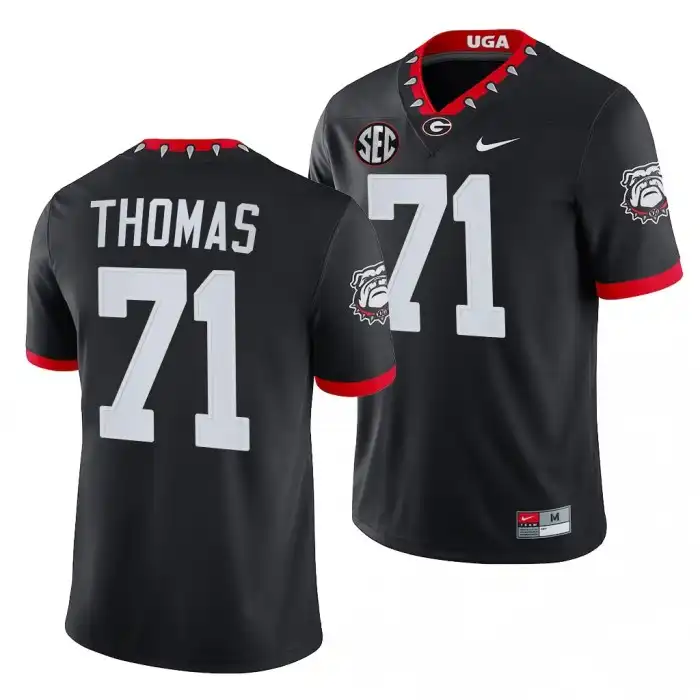 Men's Georgia Bulldogs #71 Andrew Thomas Mascot NFL Black College 100th Anniversary Alumni Football Jersey 2410GJSH7