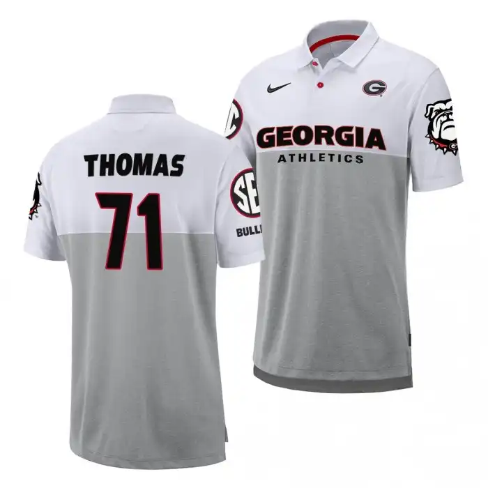 Men's Georgia Bulldogs #71 Andrew Thomas White College Coaches Football Polo 2410TNPH6