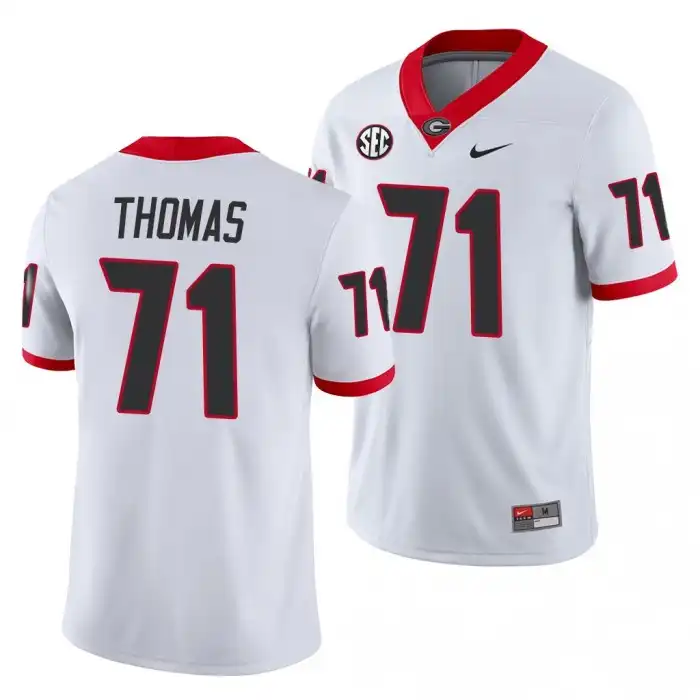 Men's Georgia Bulldogs #71 Andrew Thomas White Game College Away Football Jersey 2410KSSF2