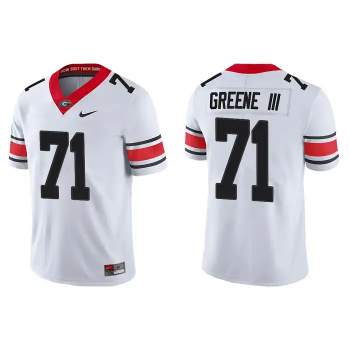 Men's Georgia Bulldogs #71 Earnest Greene III Alternate White College Game Football Jersey 2410WHIC0