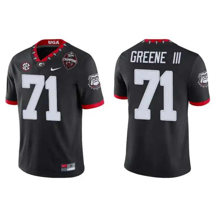 Men's Georgia Bulldogs #71 Earnest Greene III Playoff Game College 2022 National Champions Black Football Jersey 2410HALK2