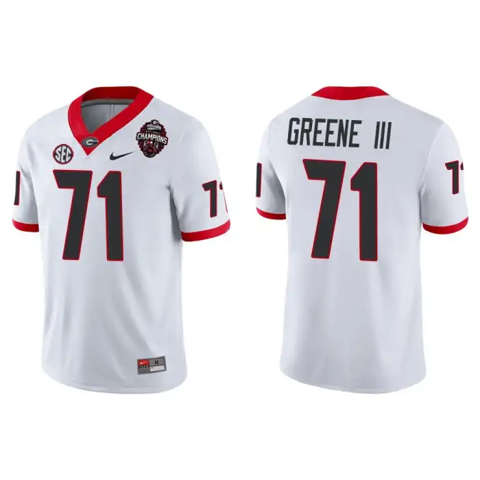 Men's Georgia Bulldogs #71 Earnest Greene III Playoff Game College 2022 National Champions White Football Jersey 2410FPJQ8