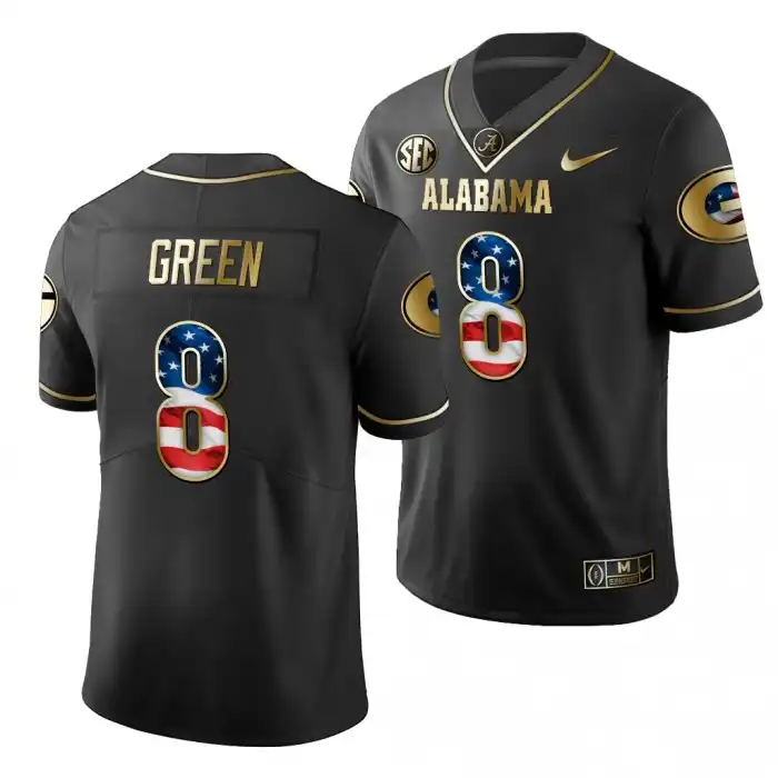 Men's Georgia Bulldogs #8 A.J. Green Black 2019 History Player College Stars and Stripes Football Jersey 2410ERKD4