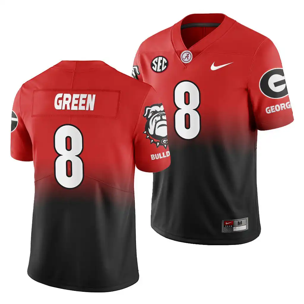 Men's Georgia Bulldogs #8 A.J. Green Gradient College 2019 Color Crash History Player Football Jersey 2410BWPU7