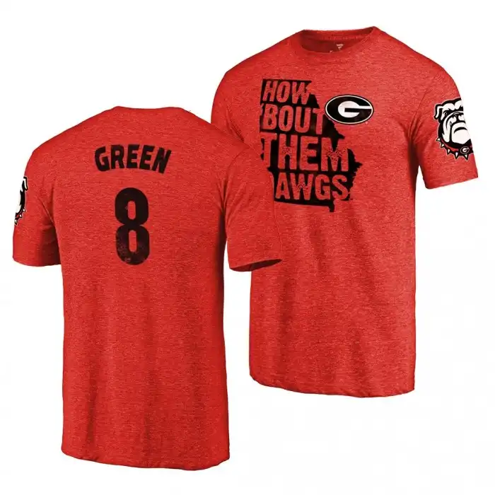 Men's Georgia Bulldogs #8 A.J. Green Home History Player College town Classic Red Football T-Shirt 2410ZFCI7