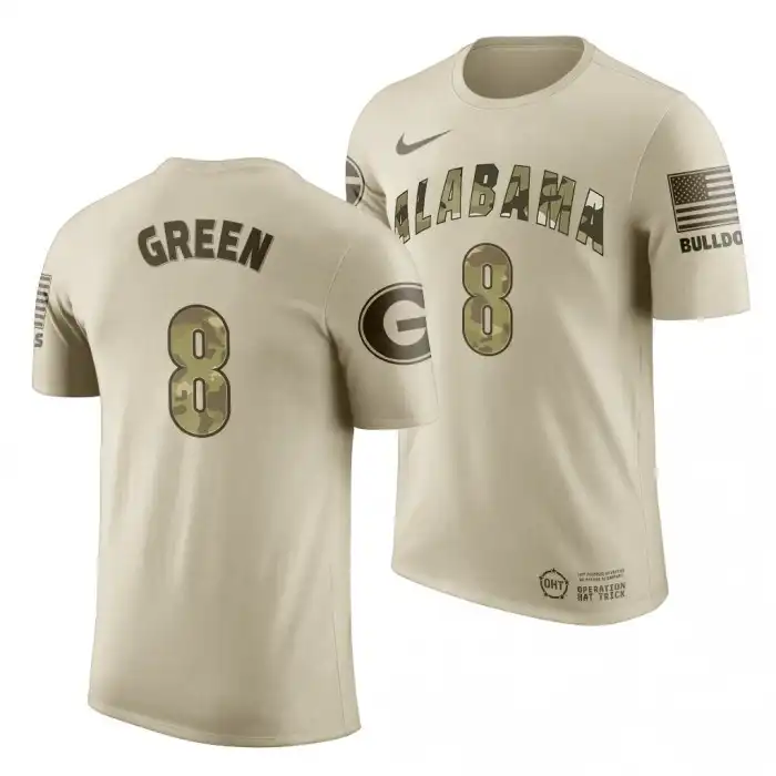 Men's Georgia Bulldogs #8 A.J. Green Oatmeal History Player OHT Military Appreciation College Football T-Shirt 2410GLTG5