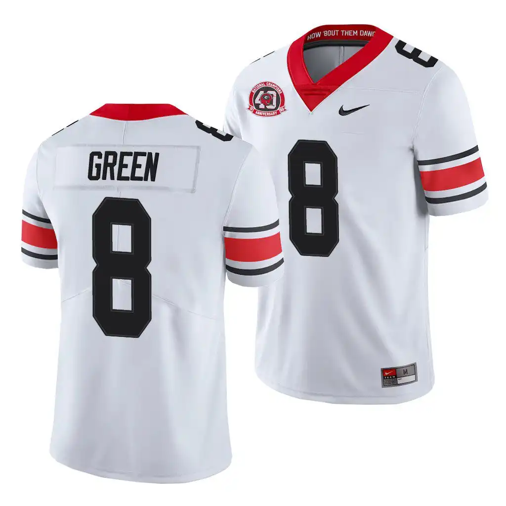 Men's Georgia Bulldogs #8 A.J. Green White Alternate College 40th Anniversary Football Jersey 2410QCLR5