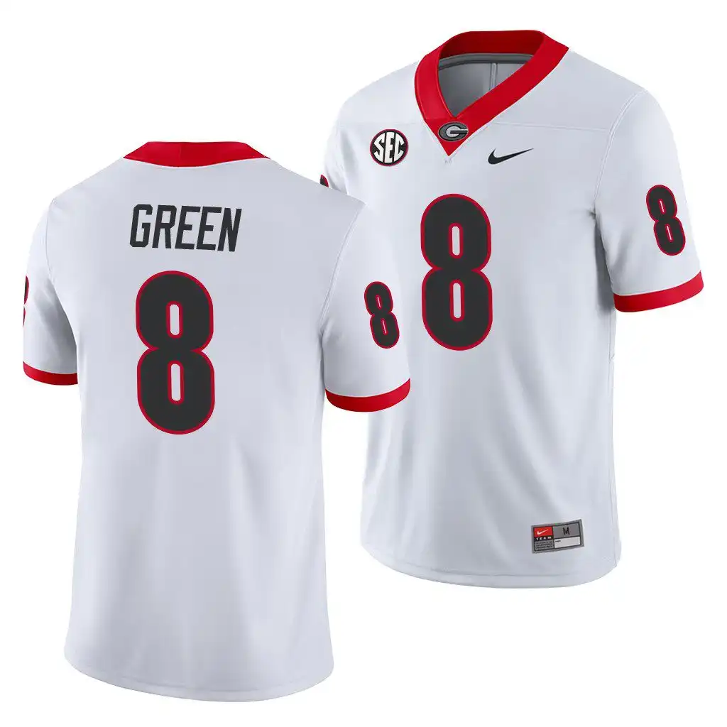 Men's Georgia Bulldogs #8 A.J. Green White History Player College Away Football Jersey 2410FSOH6