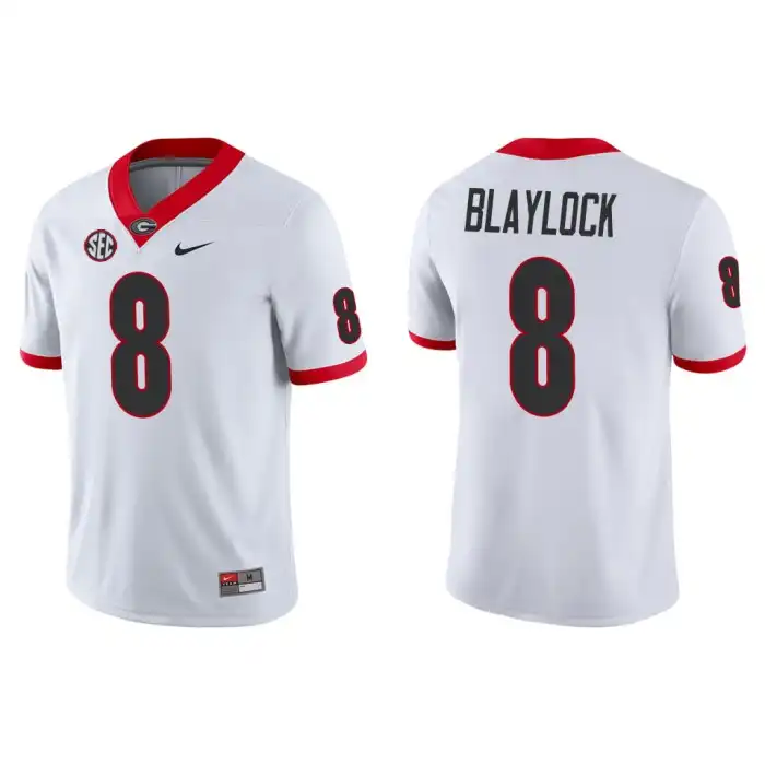 Men's Georgia Bulldogs #8 Dominick Blaylock Game College White Football Jersey 2410BKTB2