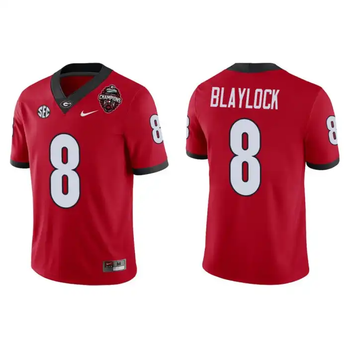 Men's Georgia Bulldogs #8 Dominick Blaylock Playoff Game College 2022 National Champions Red Football Jersey 2410ZEEZ8