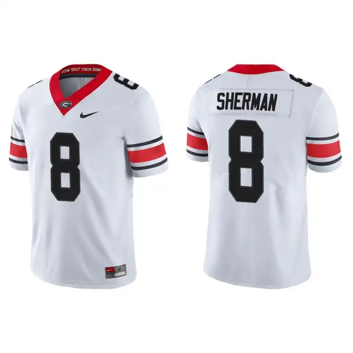 Men's Georgia Bulldogs #8 MJ Sherman Alternate White College Game Football Jersey 2410ZDRX6