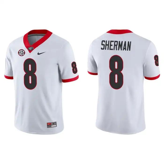 Men's Georgia Bulldogs #8 MJ Sherman Game College White Football Jersey 2410CLYP5