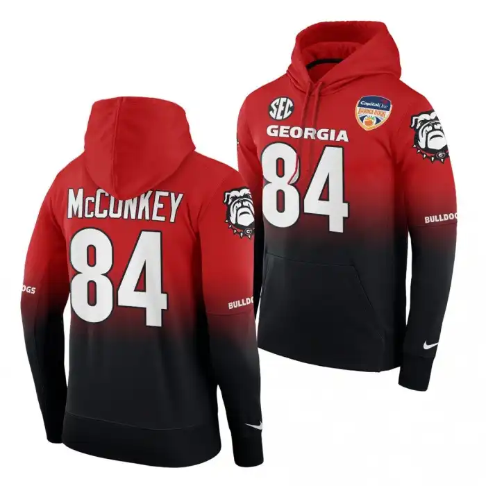 Men's Georgia Bulldogs #84 Ladd McConkey 2021 Orange Bowl Red College Black Color Crash Football Hoodie 2410ZYSF0