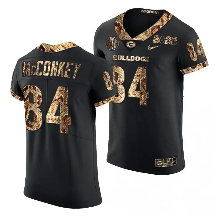 Men's Georgia Bulldogs #84 Ladd McConkey 2022 Black Python Skin College Playoff Football Jersey 2410XYHZ3