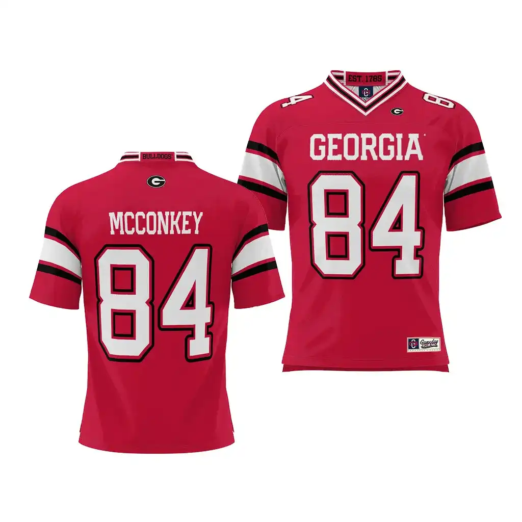 Men's Georgia Bulldogs #84 Ladd McConkey NIL Red College Player Football Jersey 2410NPWH7