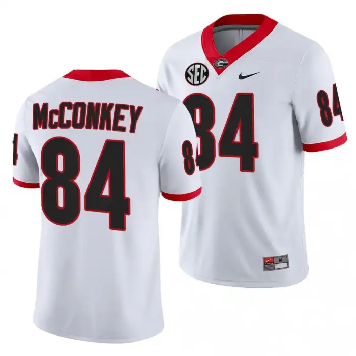 Men's Georgia Bulldogs #84 Ladd McConkey White College Football Jersey 2410FIOI3