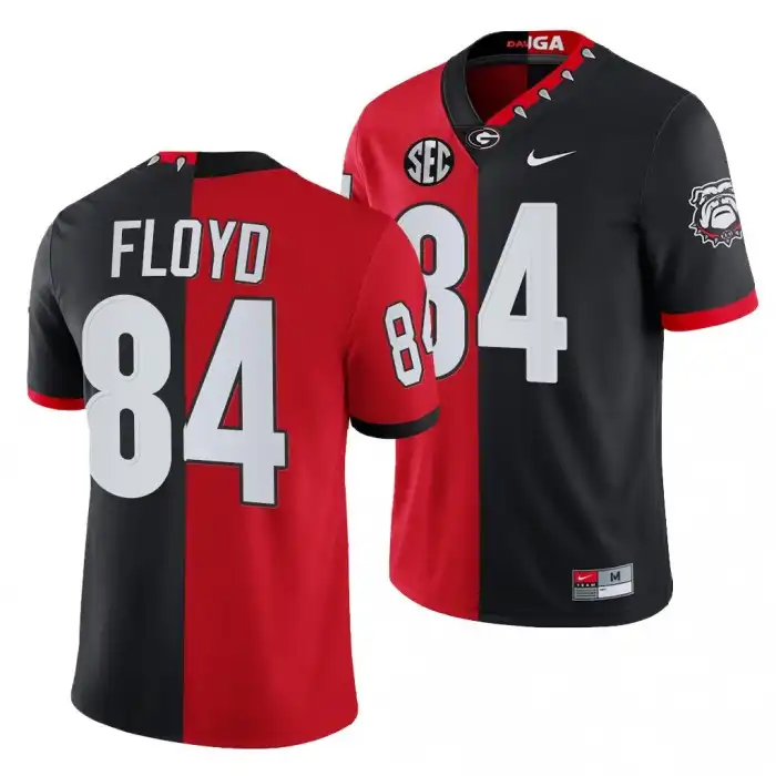 Men's Georgia Bulldogs #84 Leonard Floyd Split Edition NFL Red College 100th Season Alumni Black Football Jersey 2410OZWN6