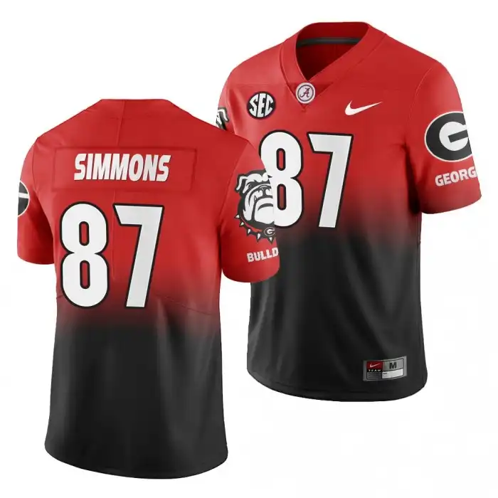 Men's Georgia Bulldogs #87 Tyler Simmons Gradient Red College 2019 Color Crash Black Football Jersey 2410GAYL7