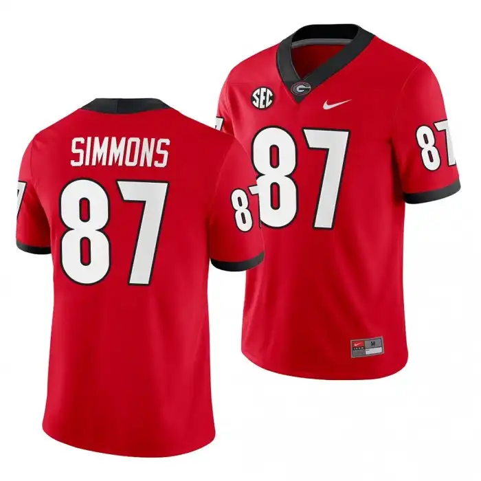 Men's Georgia Bulldogs #87 Tyler Simmons Red Game College Home Football Jersey 2410REUW7