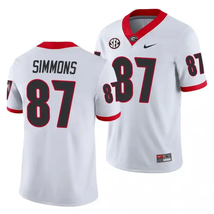 Men's Georgia Bulldogs #87 Tyler Simmons White Game College Away Football Jersey 2410EILX7