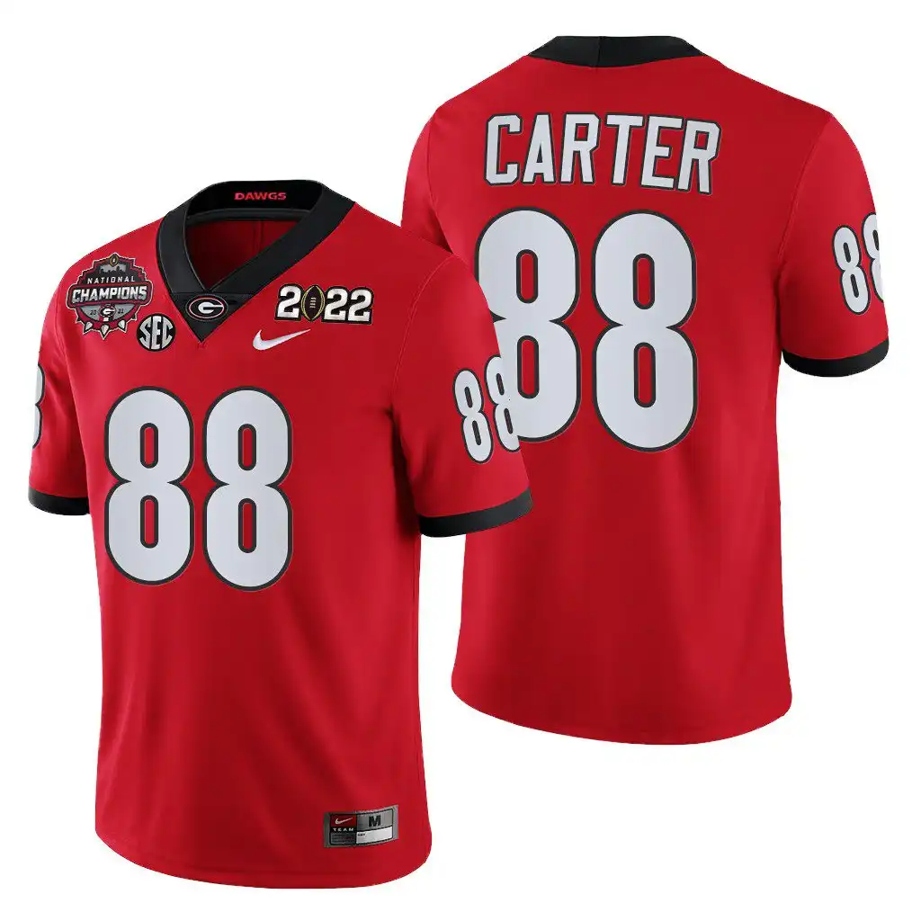 Men's Georgia Bulldogs #88 Jalen Carter 2021-22 National Champions College CFP Red Football Jersey 2410PONZ6