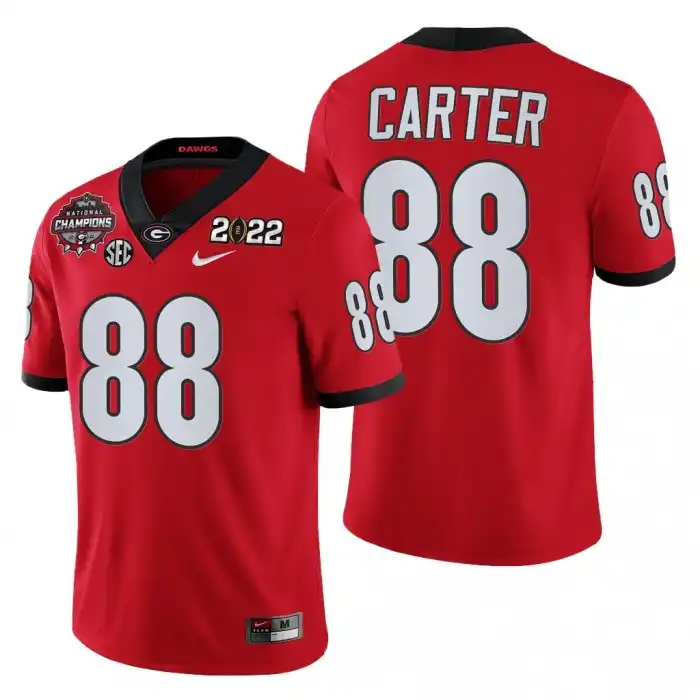 Men's Georgia Bulldogs #88 Jalen Carter 2021-22 National Champions College CFP Red Football Jersey 2410QTCT6