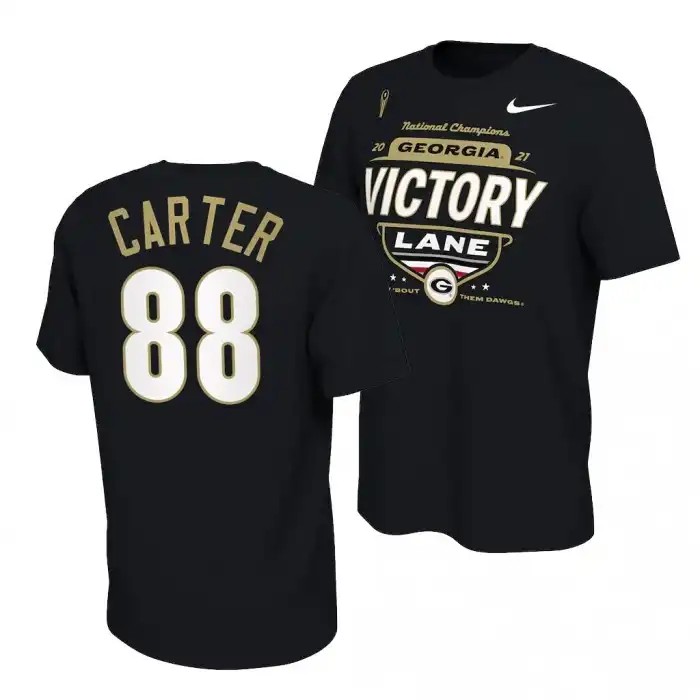 Men's Georgia Bulldogs #88 Jalen Carter 2021 National Champions Black College CFP Locker Room Football T-Shirt 2410YEUG1