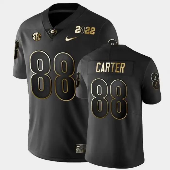 Men's Georgia Bulldogs #88 Jalen Carter 2021 National Champions College Golden Black Football Jersey 2410TFDI3