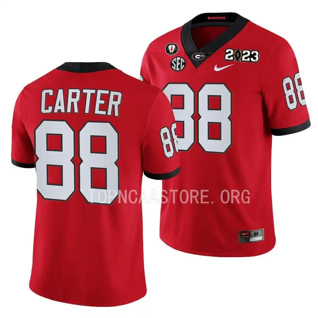 Men's Georgia Bulldogs #88 Jalen Carter 2023 National Championship Playoff College Red Football Jersey 2410MTDJ6