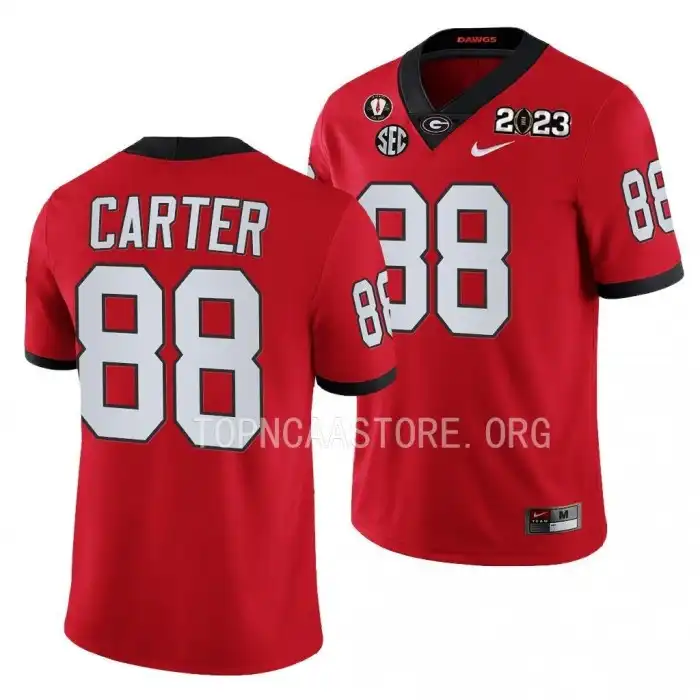 Men's Georgia Bulldogs #88 Jalen Carter 2023 National Championship Playoff College Red Football Jersey 2410OCWH3