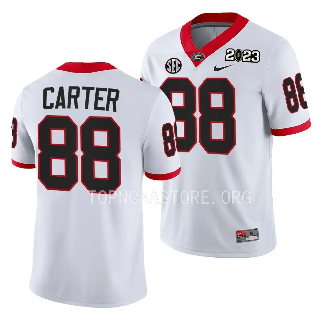 Men's Georgia Bulldogs #88 Jalen Carter 2023 National Championship Playoff College White Football Jersey 2410DBOT2