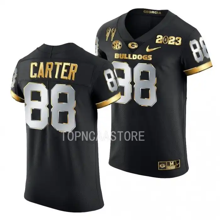 Men's Georgia Bulldogs #88 Jalen Carter 2X CFBPlayoff National Champions Golden College Black Limited Football Jersey 2410DMCW8