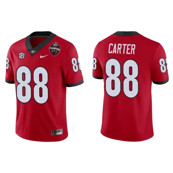 Men's Georgia Bulldogs #88 Jalen Carter Playoff Game College 2022 National Champions Red Football Jersey 2410AZYZ5