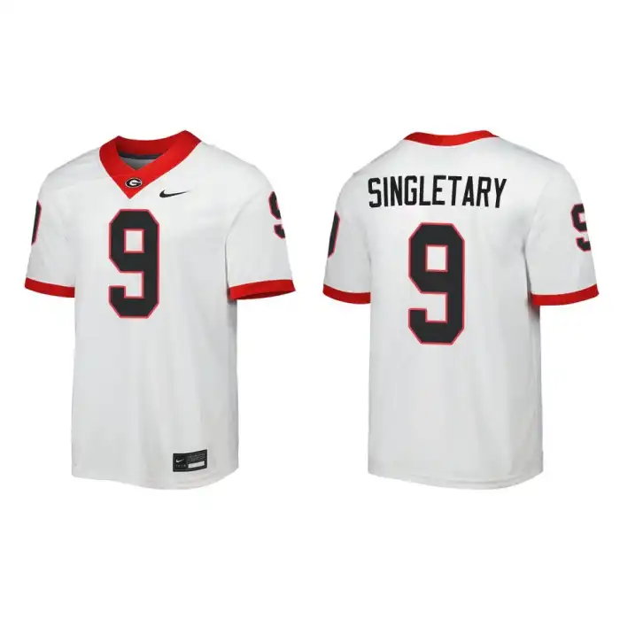 Men's Georgia Bulldogs #9 Jaheim Singletary Away White College Game Football Jersey 2410XMJI5