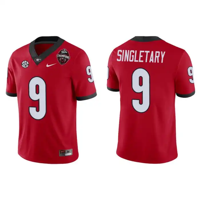 Men's Georgia Bulldogs #9 Jaheim Singletary Playoff Game College 2022 National Champions Red Football Jersey 2410IYBW8