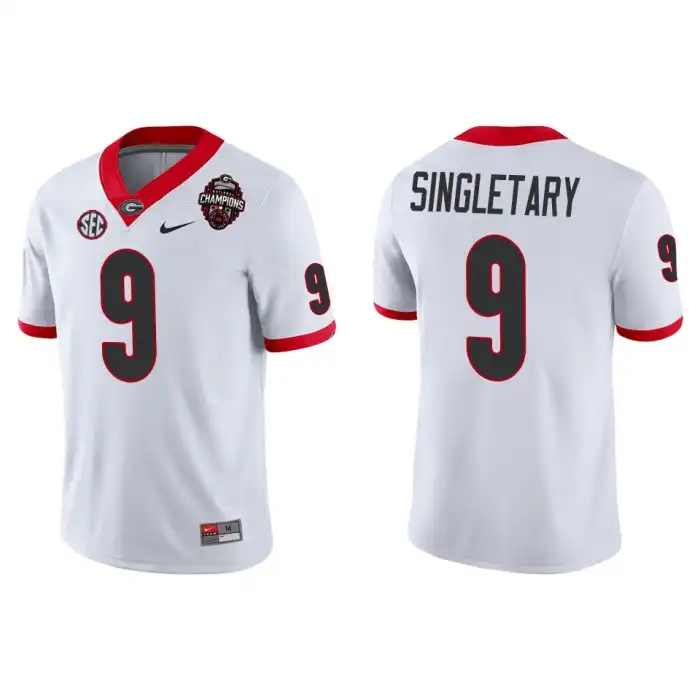 Men's Georgia Bulldogs #9 Jaheim Singletary Playoff Game College 2022 National Champions White Football Jersey 2410KFPC0