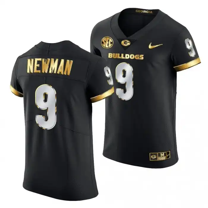 Men's Georgia Bulldogs #9 Jamie Newman Black Golden Edition 2020-21 College Authentic Football Jersey 2410OYIK6