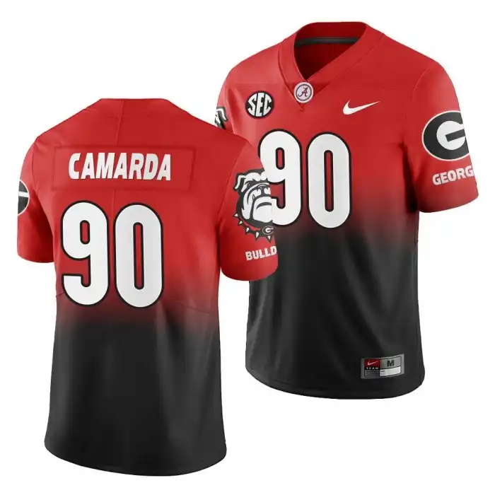 Men's Georgia Bulldogs #90 Jake Camarda Gradient Red College 2019 Color Crash Black Football Jersey 2410AYED5