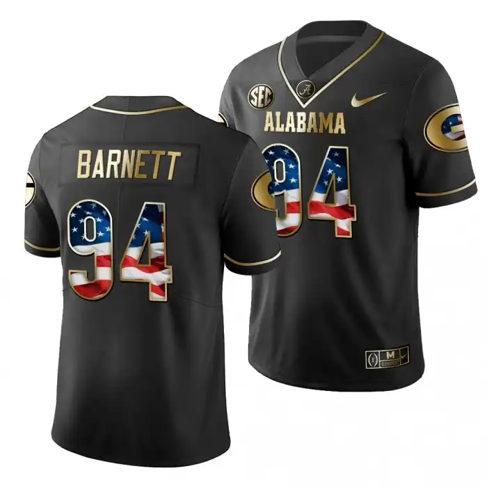 Men's Georgia Bulldogs #94 Michael Barnett 2019 Black Golden Edition College Stars And Stripes Limited Football Jersey 2410IRXQ0