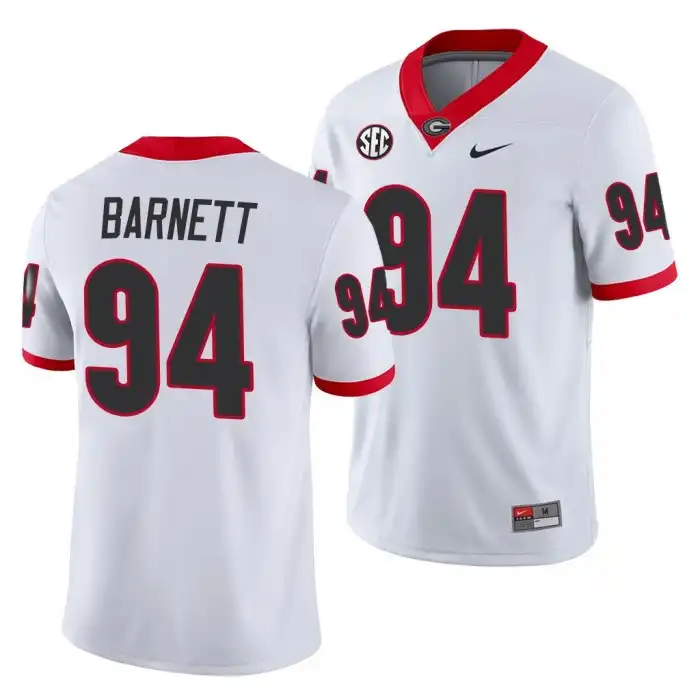 Men's Georgia Bulldogs #94 Michael Barnett White Game College Away Football Jersey 2410HCRM5