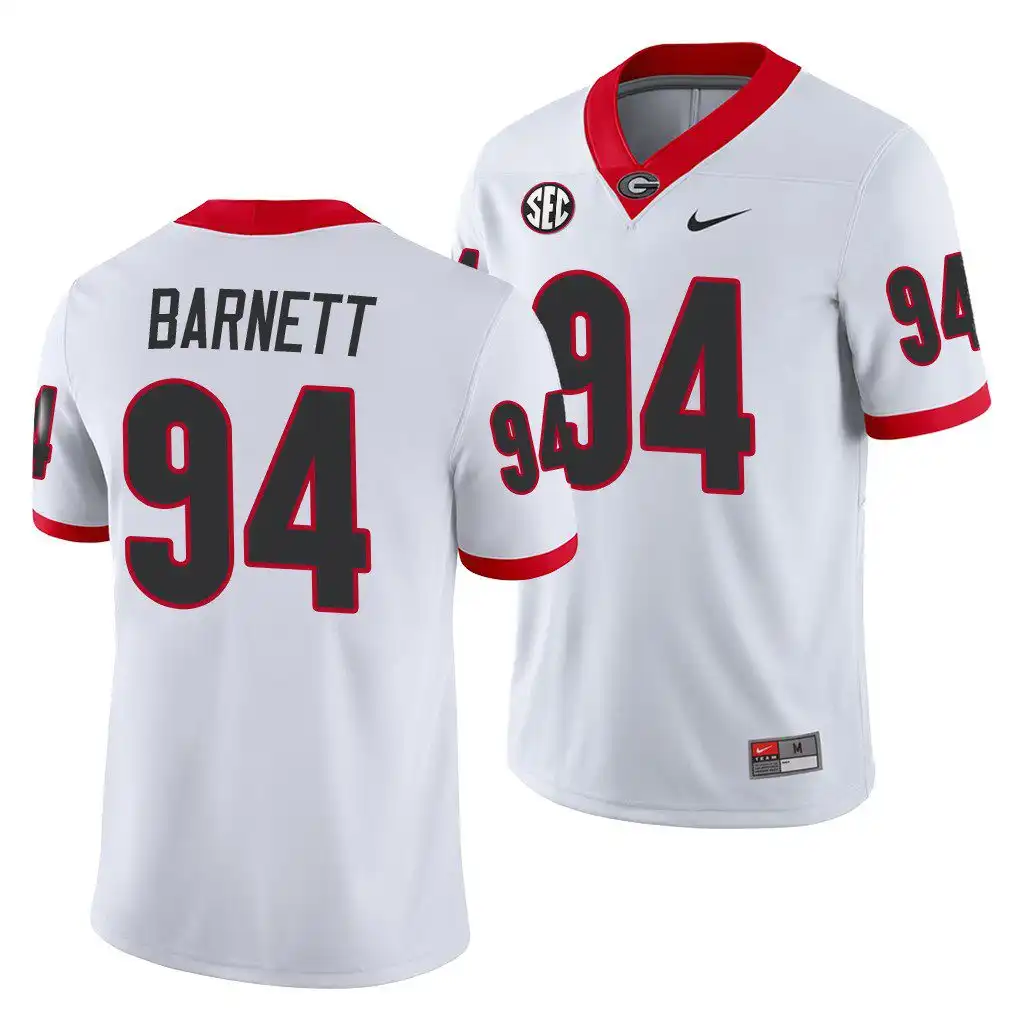 Men's Georgia Bulldogs #94 Michael Barnett White Game College Away Football Jersey 2410QCCL6