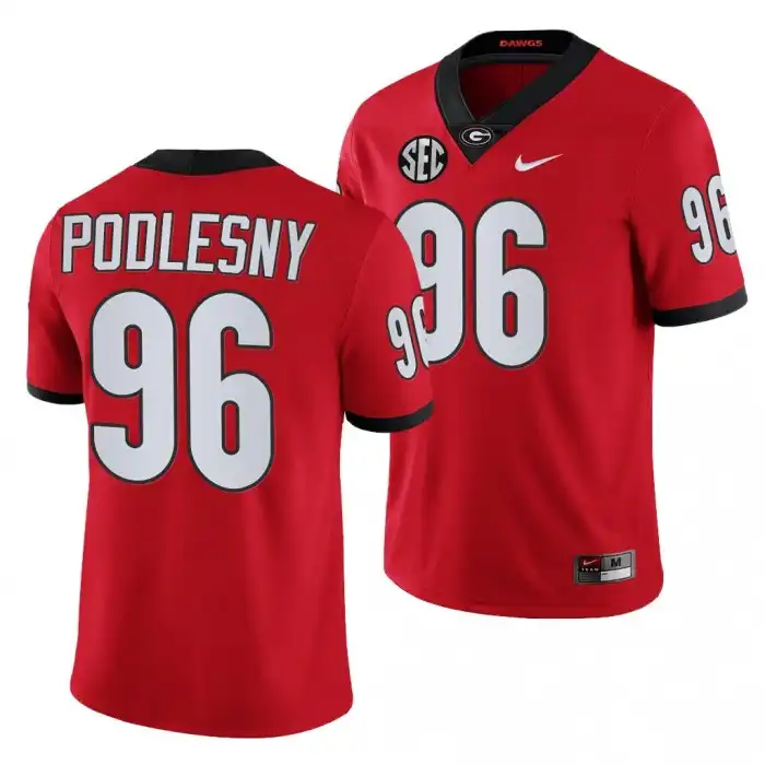 Men's Georgia Bulldogs #96 Jack Podlesny Red College Football Jersey 2410PAMN7