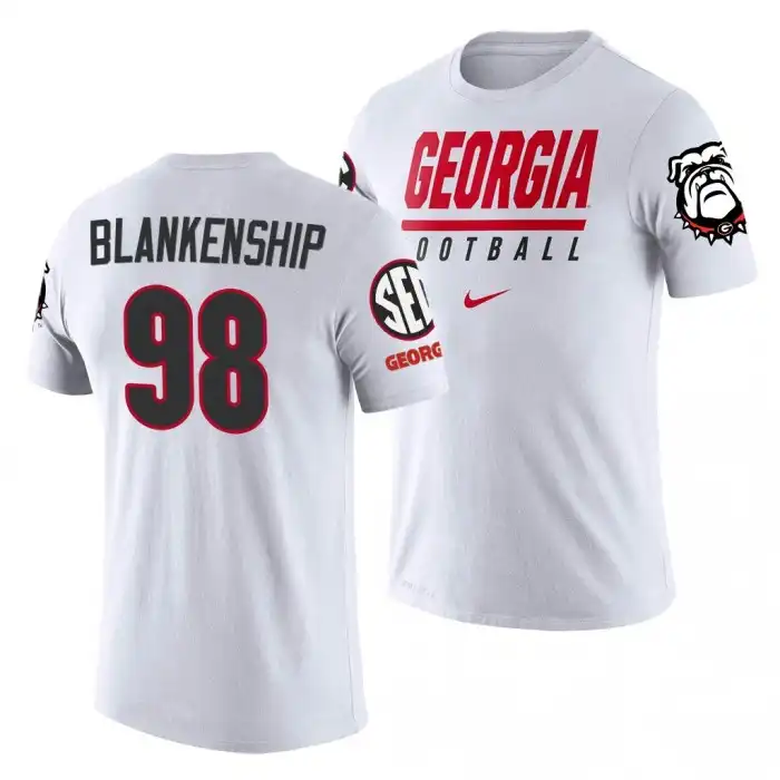 Men's Georgia Bulldogs #98 Rodrigo Blankenship White College Sideline Legend Performance Football T-Shirt 2410AWUX5