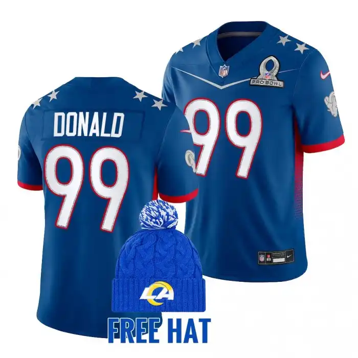 Men's Georgia Bulldogs #99 Aaron Donald Rams Alumni College 2022 NFC Pro Bowl Royal Football Jersey 2410LQZK0