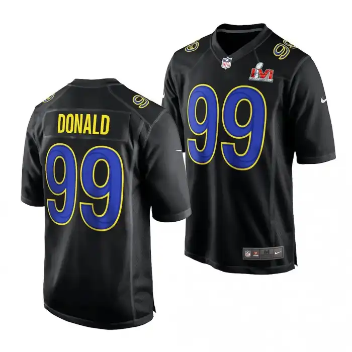 Men's Georgia Bulldogs #99 Aaron Donald Rams Alumni College Super Bowl LVI Bound Black Football Jersey 2410AQBQ3