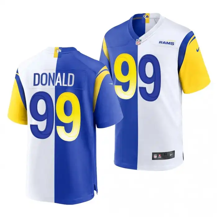 Men's Georgia Bulldogs #99 Aaron Donald Rams White College Split Edition Royal Alumni Football Jersey 2410LJFR3