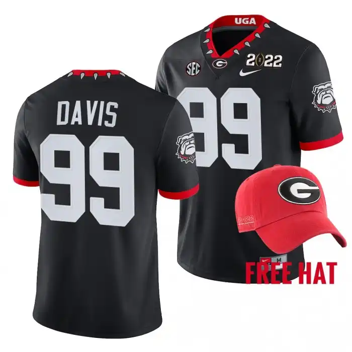 Men's Georgia Bulldogs #99 Jordan Davis 2021 Orange Bowl Black College Champions CFP Football Jersey 2410RGKM0