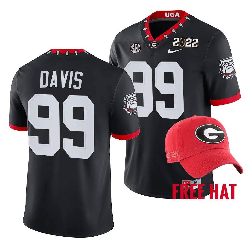 Men's Georgia Bulldogs #99 Jordan Davis 2021 Orange Bowl Black College Champions CFP Football Jersey 2410SDQG4